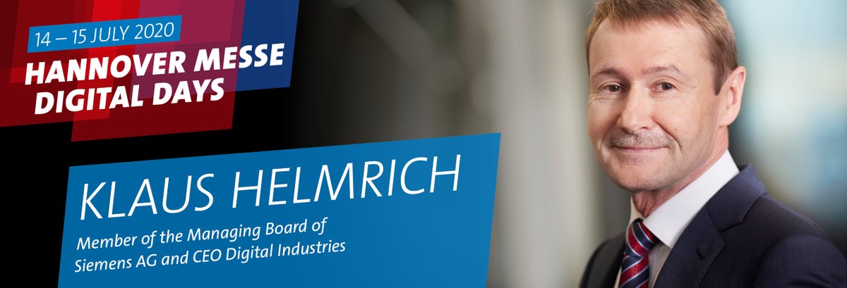 SPEAKER ALERT: New perspectives for the future!!! <a href="/Siemens/">Siemens</a> board member @KlausHelmrich shares his on 14 July at #HMDigitalDays . Complete speaker list at hannovermesse.digital. #HM20 #Siemens #automation #automatisierung #digitalization #digitalisierung #Industrie40 #Industry40