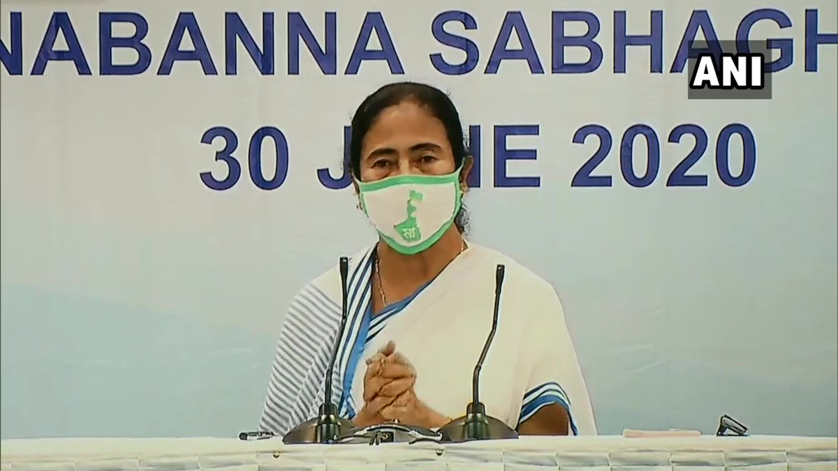 ANI's tweet photo. I am extending free ration for poor till June 2021: West Bengal CM Mamata Banerjee https://t.co/voJlqfwUuc