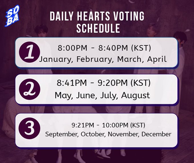 BTSVotingTalk's tweet photo. [🔥 MASS V0TING - #ATTACKonSOBA]

ARMY born from MAY to AUGUST, please join the mass attack!

Team 2: 8:41 - 9:20 PM (KST)

📌 Use all your daily ❤ on the first community post.

🔑: BTSARMY ON SOBA + @BTS_twt 

- 👀 https://t.co/9goKygXvlF