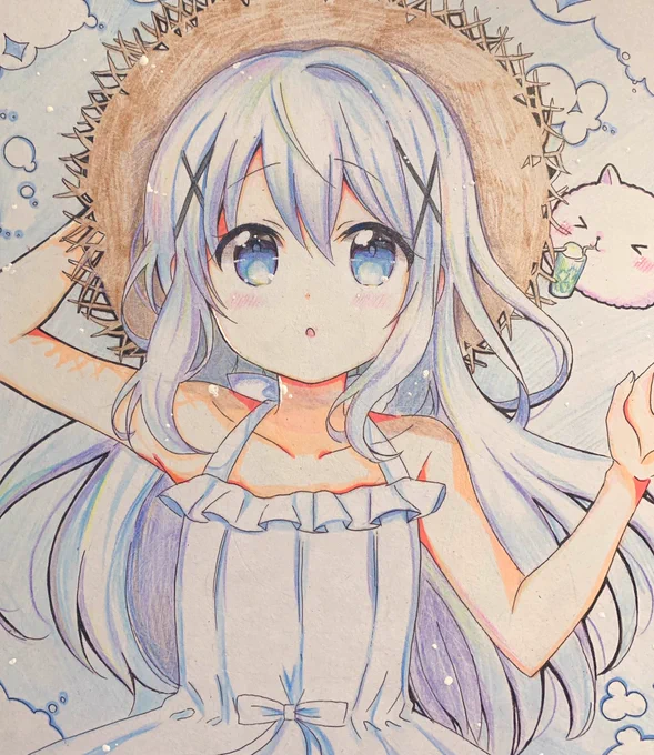 結局塗ってしまった!チノちゃんはこれで完成かなー他にもまちカドやそのカップルリングも描いていこう_(┐「ε:)_ 