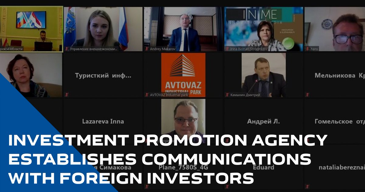 In June the Investment Promotion Agency of the Samara region (IPA) held three online presentations of the region's investment potential for foreign investors from Germany, France and the Netherlands. 

investinsamara.ru/en/news/2020/1…
