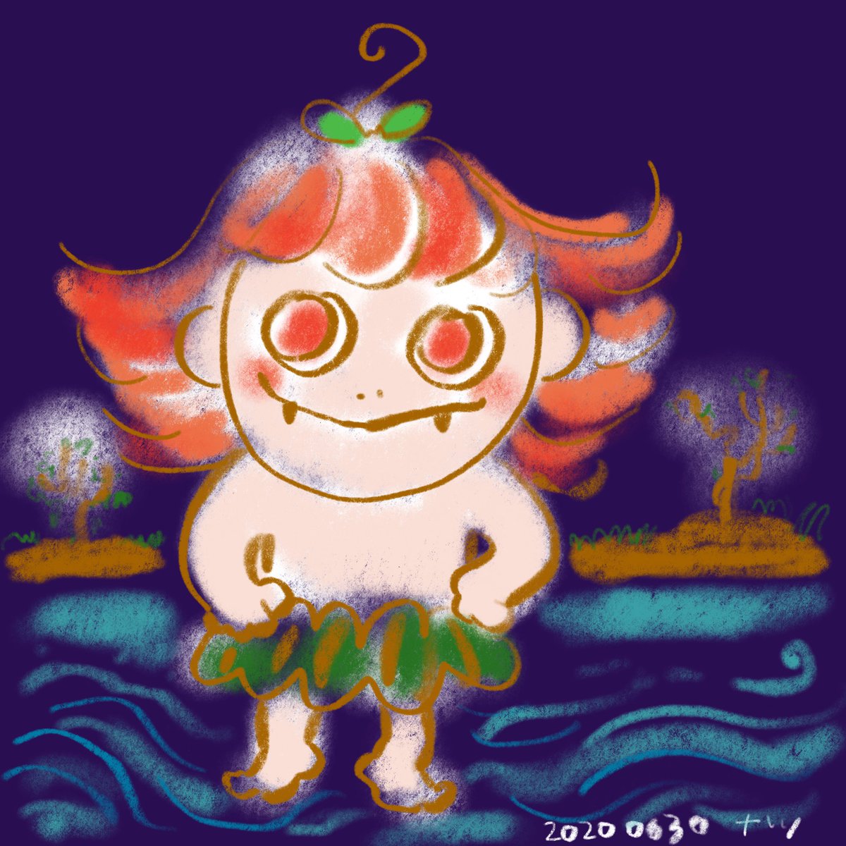 ミヤザーナツ Natsu0630 No 258 キジムナー Dailycreating Kijimuna Sprint Yokai Okinawa Procreate Digitalillustration Digitalpainting Ipadillustration Illustration Drawing Painting Natsuillustrations Natsumiyazawa Japan