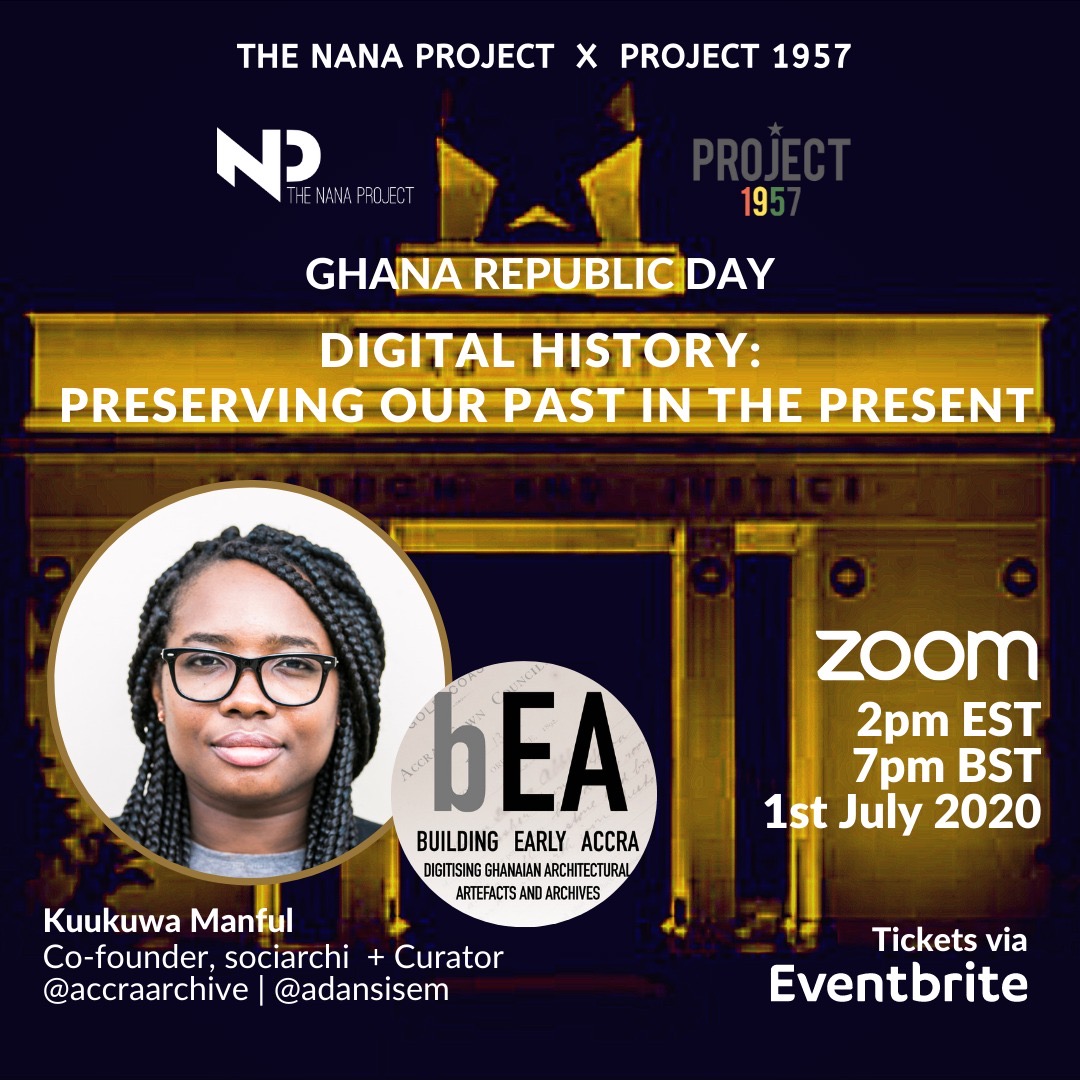 Project1957's tweet photo. @TheNanaProject . ‼️TOMORROW‼️2pm EST | 7pm BST

Preserving Our Past in the Present

https://t.co/vGK2uHK0vO

PANELISTS

KUUKUWA MANFUL
Co-Founder+Curator @Accra_Archive @adansisem

SYLVIA ARTHUR
Founder @loatad_org

PAULINA NKANSAH
Curator @AnOdetoHighlife

RITA M. BENISSAN
Founder @si_hene https://t.co/hiEkBF8U9c