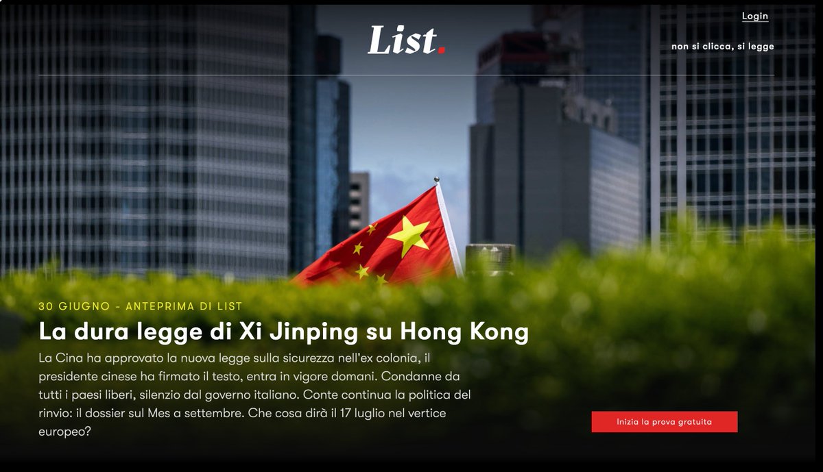🔴 La dura legge di Xi Jinping su Hong Kong. Firmata la nuova legge sulla sicurezza, in vigore da domani. Tutti i paesi liberi condannano, l'Italia per ora tace #30giugno2020 #List ➡️ https://t.co/IbY7791749 https://t.co/Ni8T4SSG2B