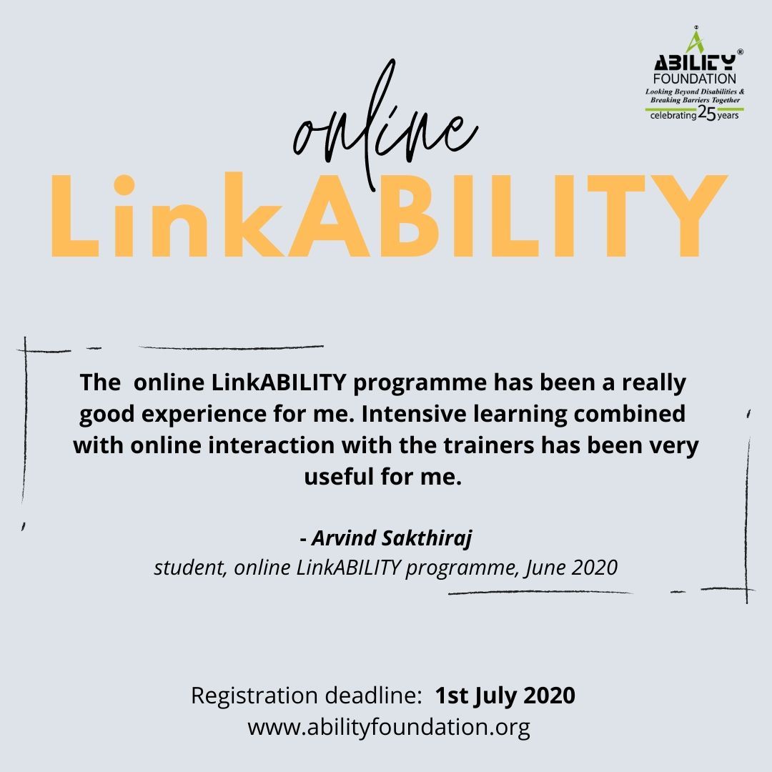 abilityfdn's tweet photo. Have you registered yet? Strengthen your aptitude, logical reasoning and communication skills by joining our online #LinkABILITY programme. Registration ends tomorrow. Grab your place now!
#graduatewithdisability #disabilities #employment #careers #jobs #cognizantoutreach https://t.co/eCIw4X8vrn