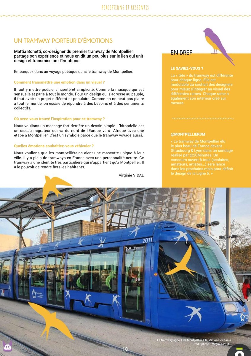 VirgVdl's tweet photo. C'est l'occasion d'aller lire mon article sur le journal #ECHOS2PROS @TaMVoyages @montpellier_ @Montpellier3m #Montpellier
▶️Interview de Mattia Bonetti, co-designer du tram 1 et 2
➡️ https://t.co/grRzDcupOP https://t.co/sQugMsutnp