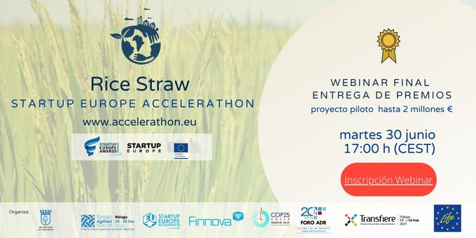 aemprende's tweet photo. 💯 ¡Ya hay finalistas del #AccelerathonRiceStraw @StartUpEUAwards @FinnovaEU! 🙌
📢 Esta tarde a partir de las ⏰ 17 h. podrás votar el reto ➕🔝 en un #webinar en directo
¿Te lo vas a perder?
🔗 Inscripciones: https://t.co/z77JOQTRJ9
#economiacircular #arroz #pajadearroz https://t.co/NnrNsCkVAS
