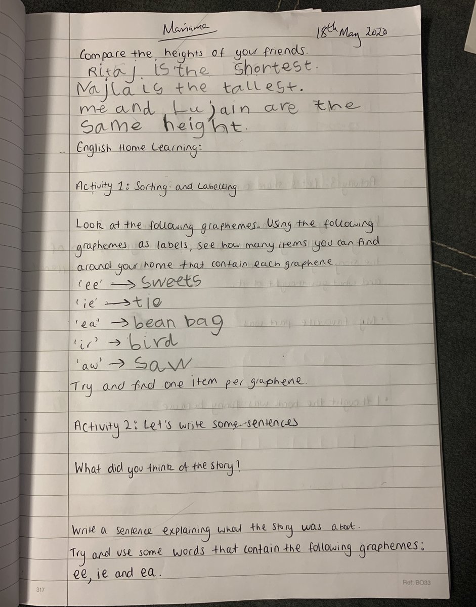 MissLinsleyHMPS's tweet image. Look at some more of Mariama's super work - there's some #phonics, a variety of #maths (@MrFielderHMPS feast your eyes 👀) and some lovely #characterdescription🌟 #english #writing #KS1 @HerbMorrPriSch thanks M's mum