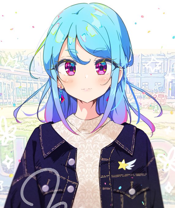 「blue hair denim jacket」 illustration images(Latest)