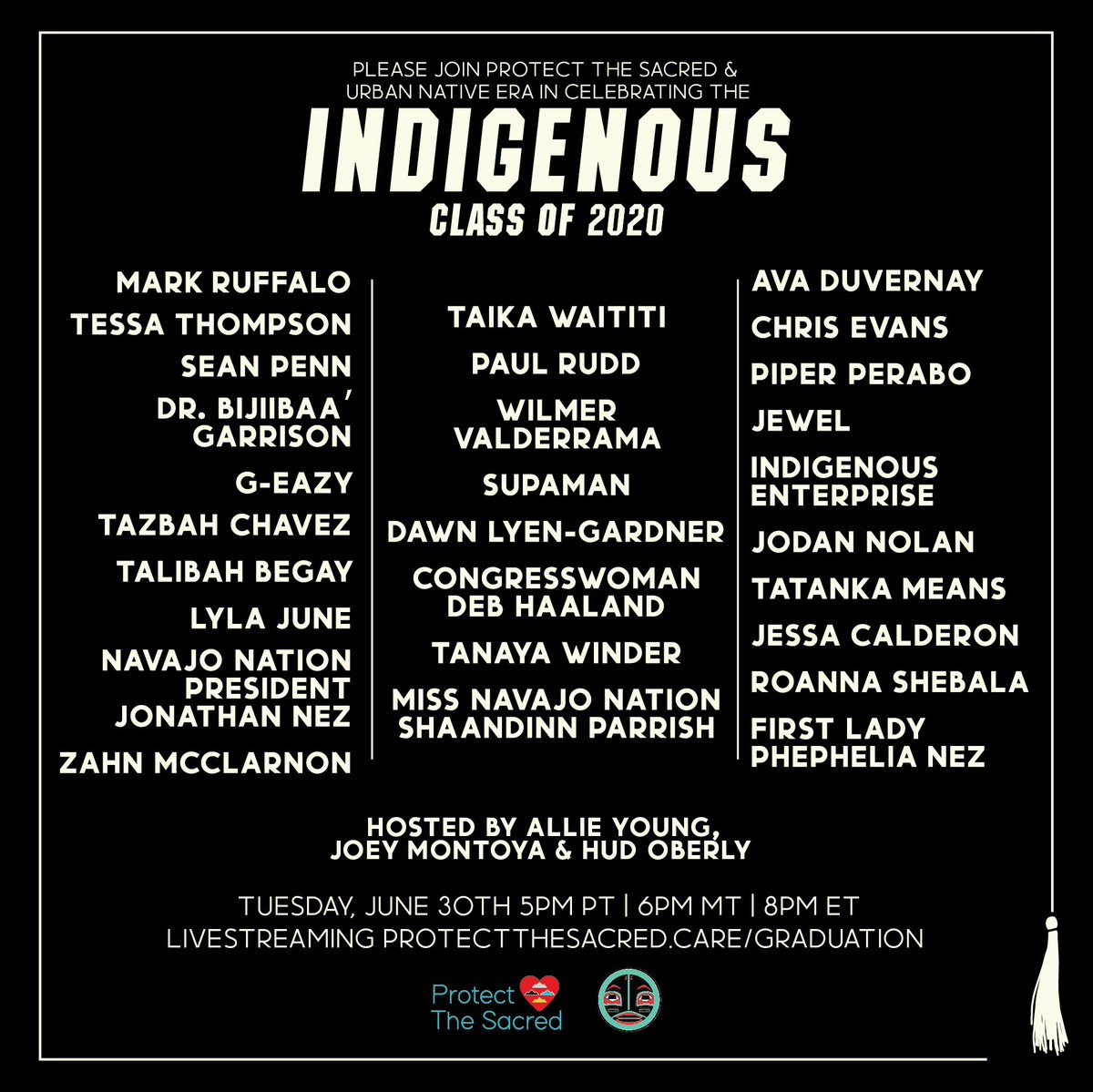 protect_sacred's tweet photo. .@g_eazy’s joined the celebration TONIGHT @ 5pm PT / 8pm ET to honor our Indigenous Class of 2020 #NativeGrads #NativeAmericanCentury | Tune in at LINK IN BIO! https://t.co/y36LCQCjDz