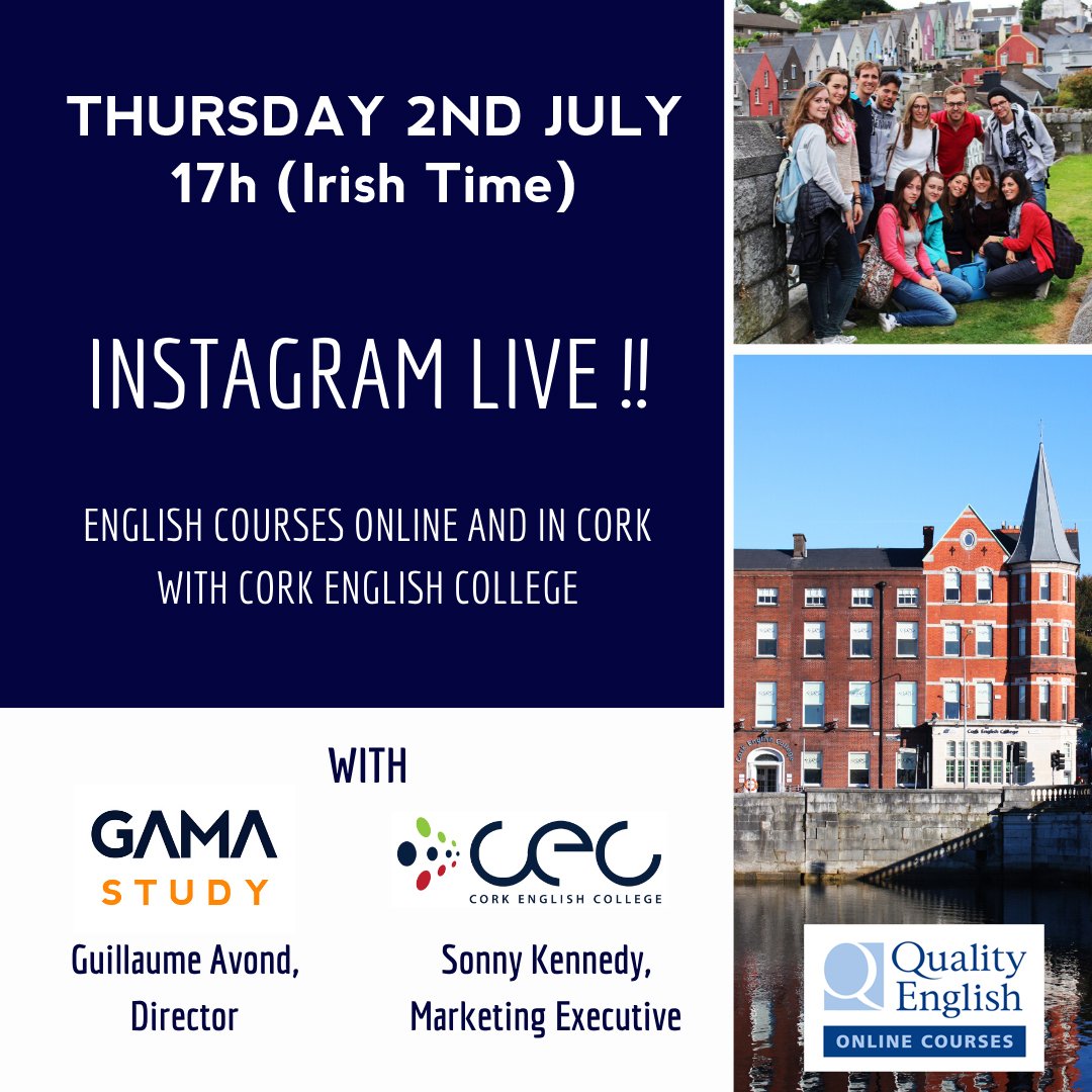 GamaStudy's tweet image. [INSTAGRAM LIVE]

Ce Jeudi 2 Juillet à 18h (heure française) sur le compte Instagram de GAMA Study, avec l'école @CorkEnglishColl à Cork en Irlande ! 🇮🇪

Envoyez nous vos questions en avance (par message ou par email à info@gamastudy.com), nous pourrons ainsi y répondre en live!