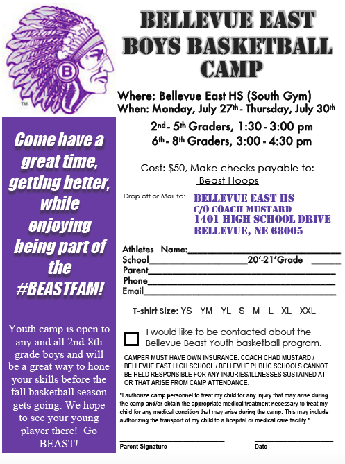 BEASTMBB's tweet photo. Bellevue East youth basketball camp has been rescheduled!  See the flyer below for details!  Online registration is available now!  Just click the link below! See you at the end of the month!

https://t.co/qd9JGa0HLI

#BeastFam #BuildingYoungMen https://t.co/C2UM4HO2NS