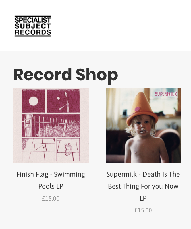 The <a href="/FINISH_FLAG/">finish flag</a> and <a href="/supermilk4u/">Supermilk</a> LPs are now available from everyone's favourite record store <a href="/specialistsub/">Specialist Subject</a> 🥰 shop.specialistsubjectrecords.co.uk