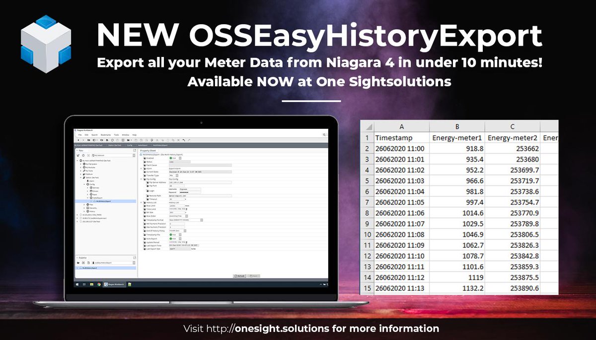1Sightsolutions's tweet image. ✨ NEW! OSSEasyHistoryExport Module from  product range! Export all your meter data from Niagara 4 in under 10 minutes! Find out how, here: onesight.solutions/designbyoss-os…

or contact sales@onesight.solutions

#iot #niagara4 #niagaraframework #smartbuilding #bems #bms #automation