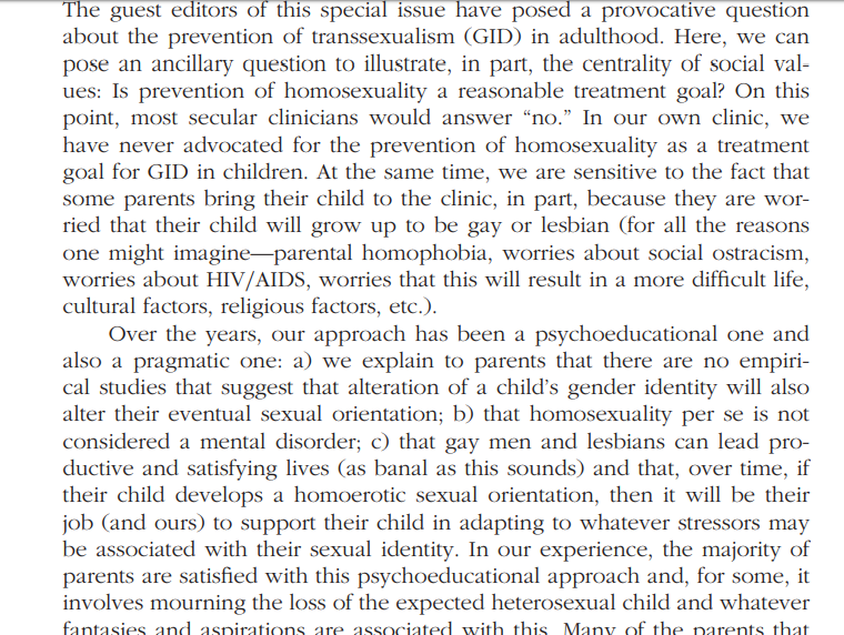 Ok going on: they talk about Zucker. A look into what is being played up as "conversion" therapy. And what he said is that a 4y/o's wish to be a boy might be similar to the wish to be a dog at that age  https://sci-hub.tw/10.1080/00918369.2012.653309