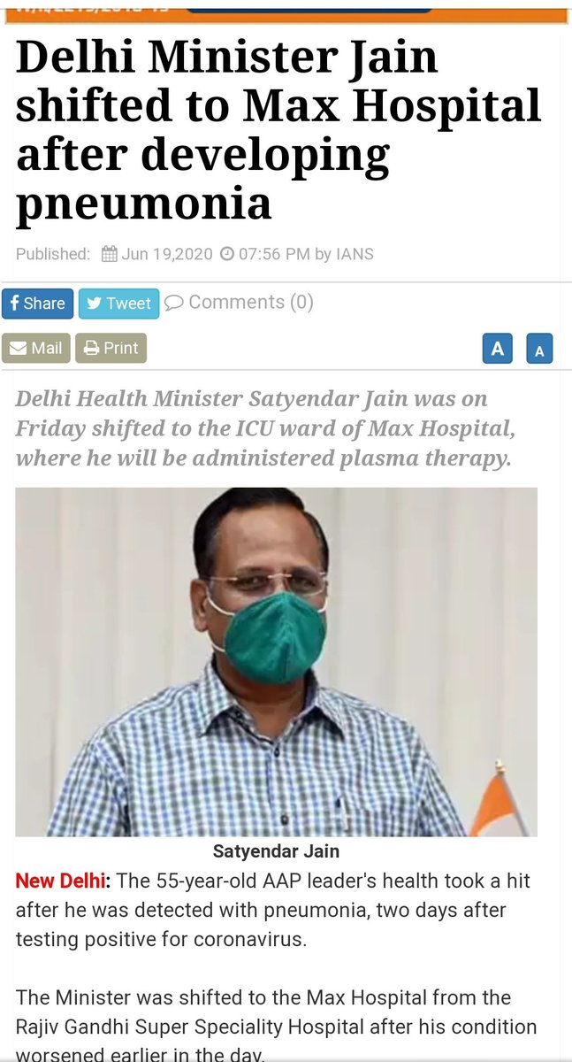 Myth # 4 - Delhi has perfect hospitals, and Mohalla Clinics, and people shift from private hospitals to Mohalla clinics.Fact - Delhi CM goes to Bangalore for treatments. Delhi Health minister was shifted from a govt hospital to private for Corona treatment. #IndiaFightsCorona