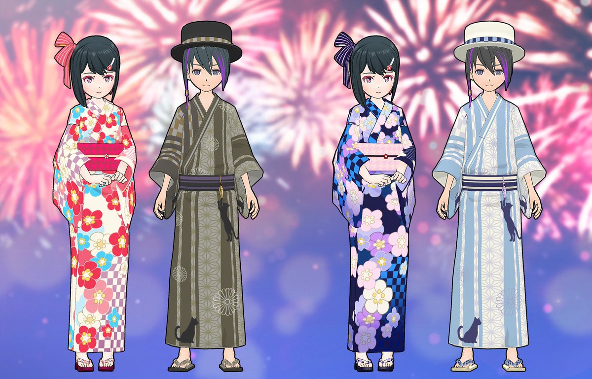 今回GETできるエモモアイテムはこちら🎨 👘花柄麻浴衣(牡丹色・瑠璃色