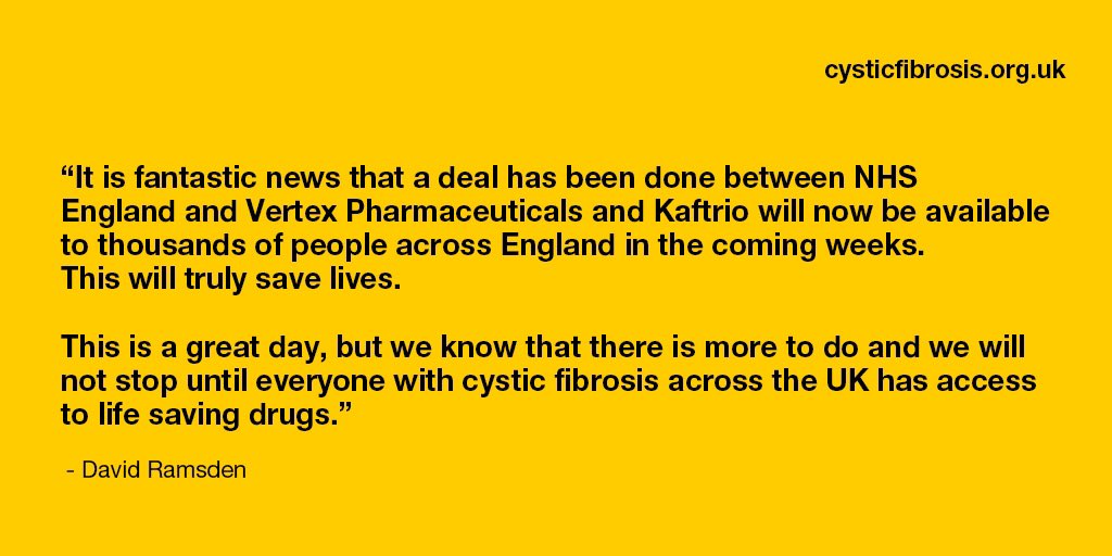"This will truly save lives", our Chief Executive David Ramsden on today's news for the #cysticfibrosis community.