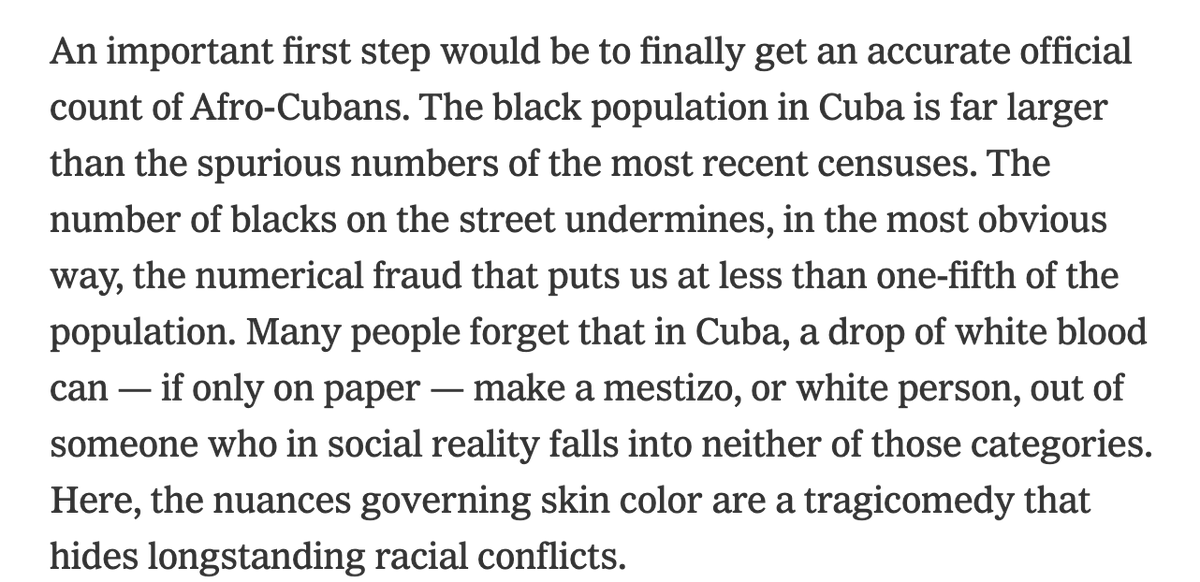 Part of problem is that we dont have great data on the basics in Cuba, let alone use of force statistics. For starters, many argue that the Cuban census seriously underreports the number of citizens that identify as or experience life as black.(See  https://www.nytimes.com/2013/03/24/opinion/sunday/for-blacks-in-cuba-the-revolution-hasnt-begun.html?auth=login-email&login=email)