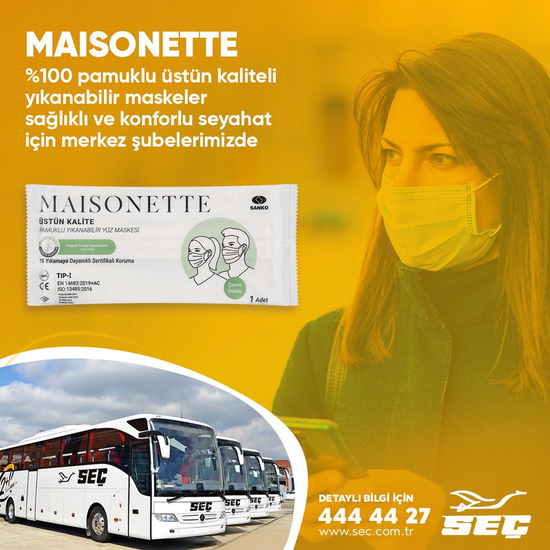 secturizmTR's tweet photo. 15 kez yıkanabilen, pamuklu MAISONETTE maskeler merkez şubelerimizde https://t.co/auijVduSkp