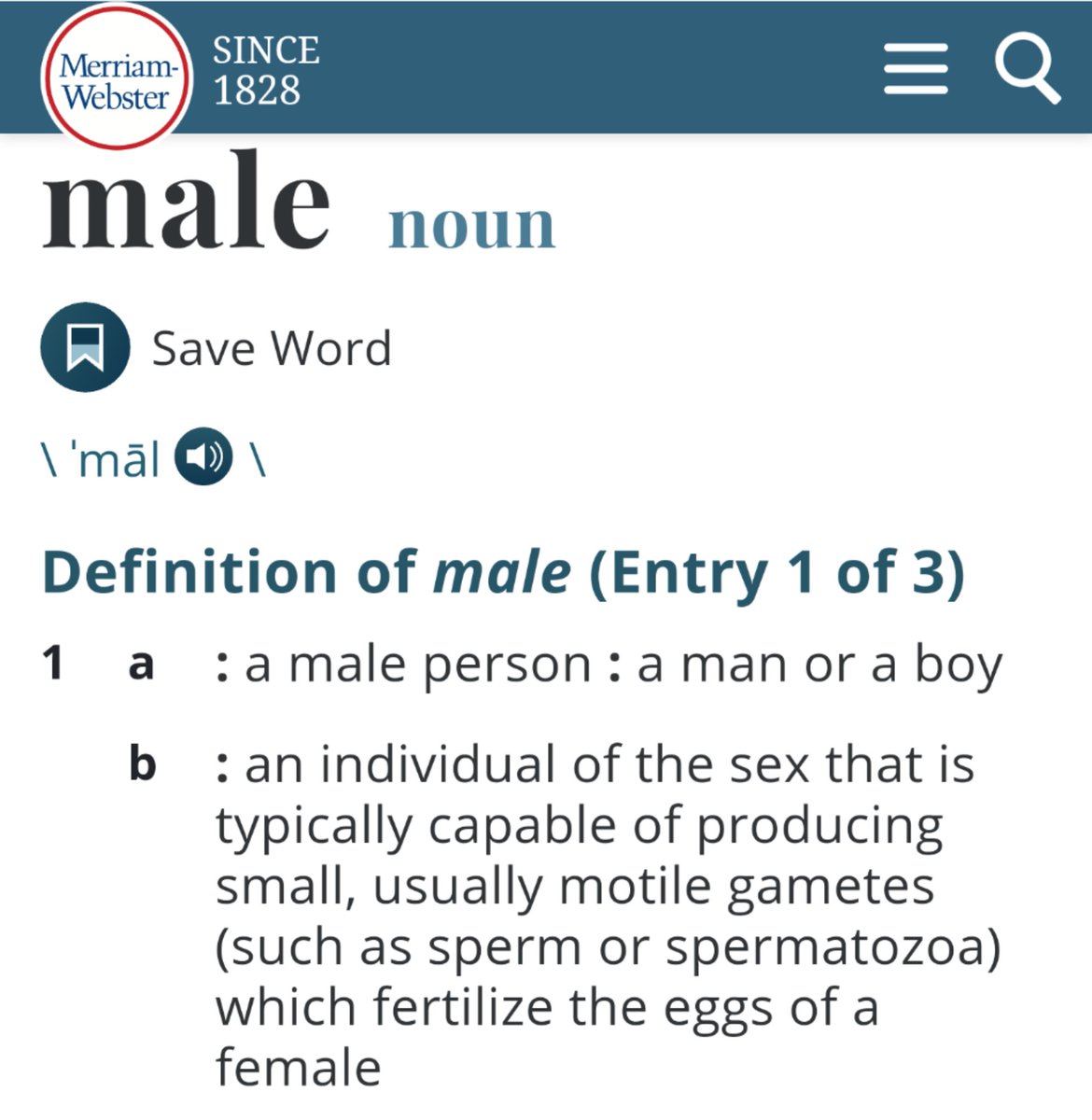 𝘸𝘩𝘪𝘤𝘩 𝘧𝘦𝘳𝘵𝘪𝘭𝘪𝘻𝘦 𝘵𝘩𝘦 𝙚𝙜𝙜𝙨 𝘰𝘧 𝘢 𝙛𝙚𝙢𝙖𝙡𝙚The primary definition of male (applies not just to our species) is this one. (b)About 𝙨𝙚𝙭, 𝙜𝙖𝙢𝙚𝙩𝙚𝙨 and 𝙨𝙥𝙚𝙧𝙢.