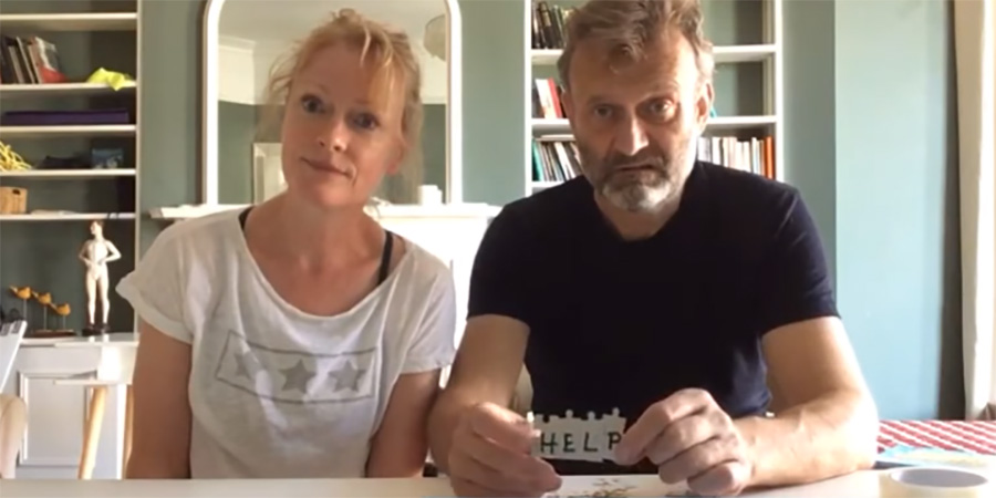 Outnumbered stars Claire Skinner and Hugh Dennis (who are now a couple in real-life too) are amongst the actors in the latest episode of web series Housebound: bit.ly/3geMNis