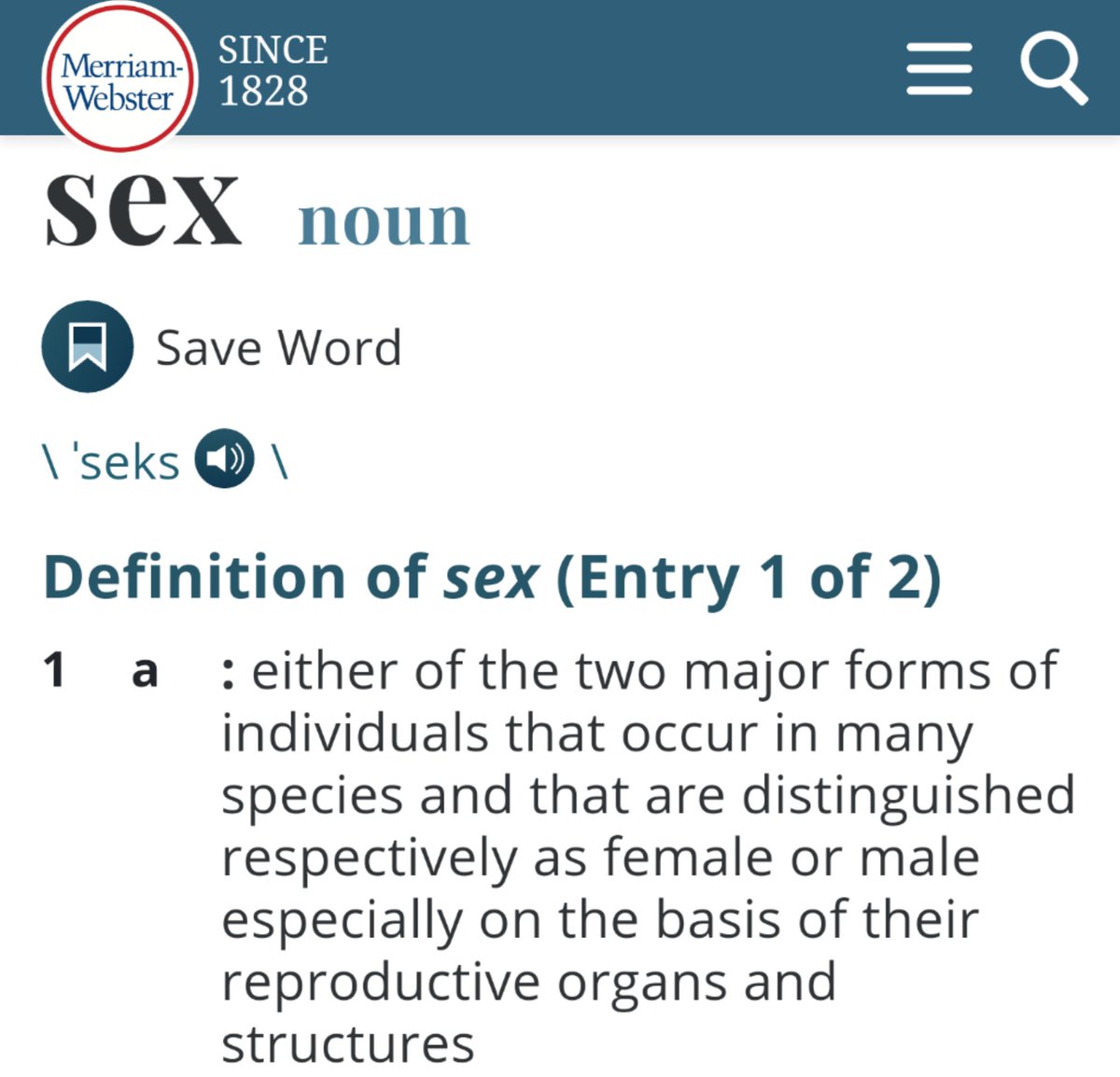 Sex : 𝘦𝘪𝘵𝘩𝘦𝘳 𝘰𝘧 𝘵𝘩𝘦 𝘵𝘸𝘰 𝘮𝘢𝘫𝘰𝘳 𝘧𝘰𝘳𝘮𝘴 𝘰𝘧 𝘪𝘯𝘥𝘪𝘷𝘪𝘥𝘶𝘢𝘭𝘴 𝘵𝘩𝘢𝘵 𝘰𝘤𝘤𝘶𝘳 𝘪𝘯 𝘮𝘢𝘯𝘺 𝘴𝘱𝘦𝘤𝘪𝘦𝘴 𝘢𝘯𝘥 𝘵𝘩𝘢𝘵 𝘢𝘳𝘦 𝘥𝘪𝘴𝘵𝘪𝘯𝘨𝘶𝘪𝘴𝘩𝘦𝘥 𝘳𝘦𝘴𝘱𝘦𝘤𝘵𝘪𝘷𝘦𝘭𝘺 𝘢𝘴 𝙛𝙚𝙢𝙖𝙡𝙚 𝘰𝘳 𝙢𝙖𝙡𝙚...