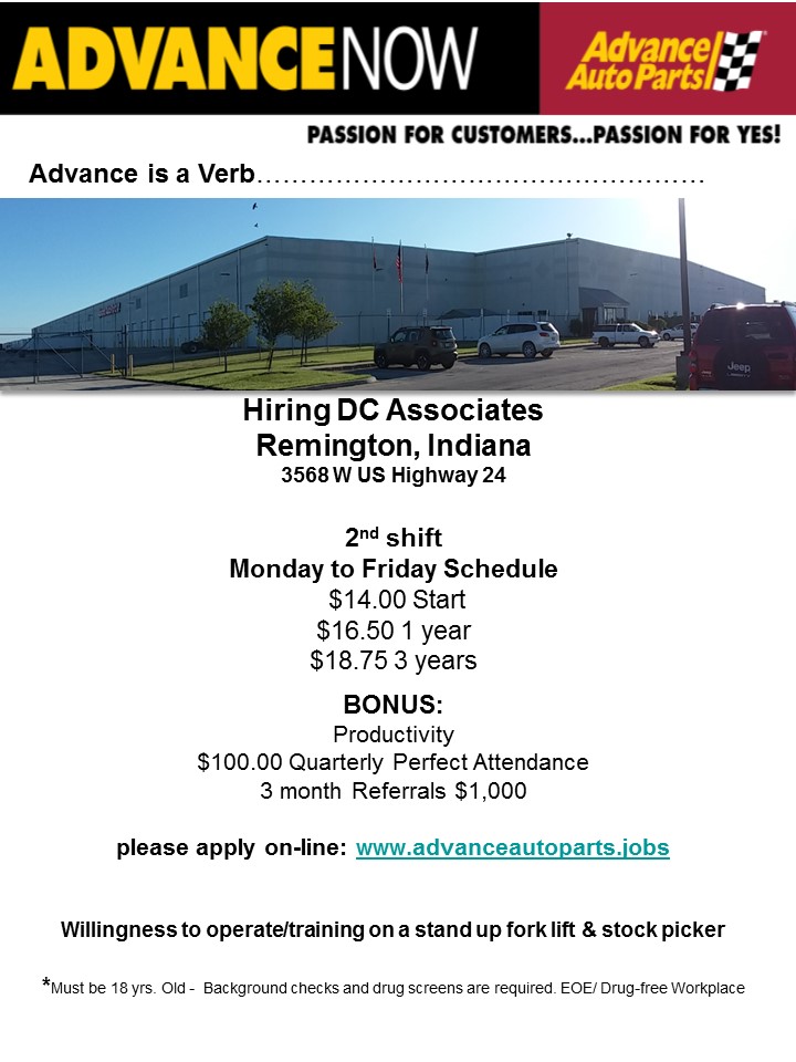 Workone Nwi On Twitter Advance Auto Parts Is Hiring In Remington In