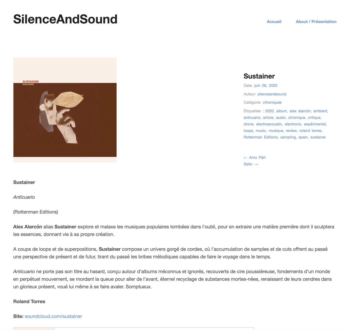 Thanks to Roland Torres from Silence and Sound for this nice review!
Sustainer / Anticuario [RTE016]
silenceandsound.me/2020/06/28/sus…