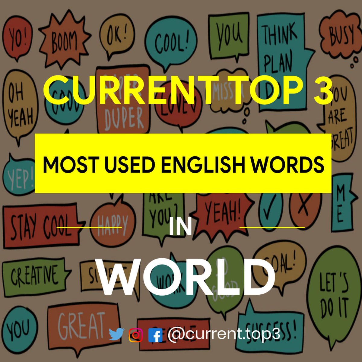 currenttop3's tweet photo. Current top 3 most used English words
#englishspeaking #english #word #the #thetop3 #current #language #speaking #and #Knowledge #know #gain #world #study #foreign #country #india #cool #time #quoteoftheday #currentlyreading #currenttop3 #like #comment #share #follow https://t.co/VF6e1bjT5T