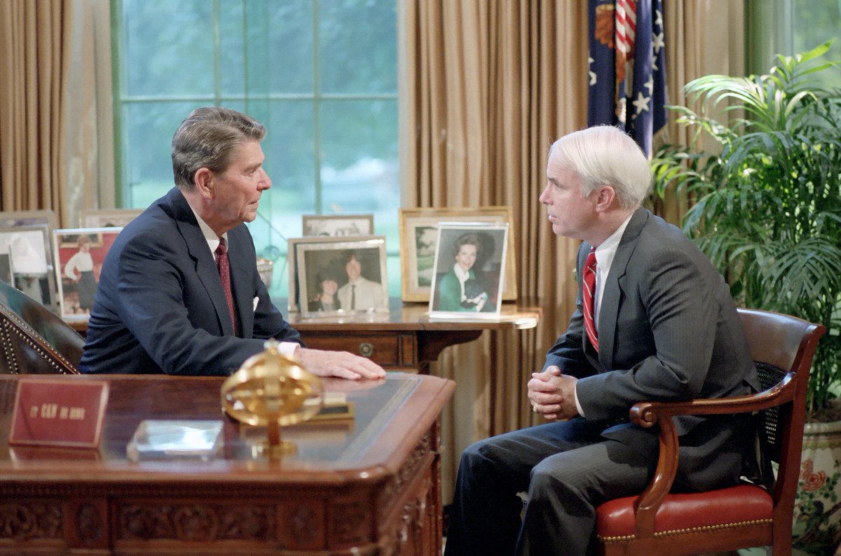 The desk was in the Oval Office for Ronald Reagan https://hubpages.com/politics/bush-oval-office-decor