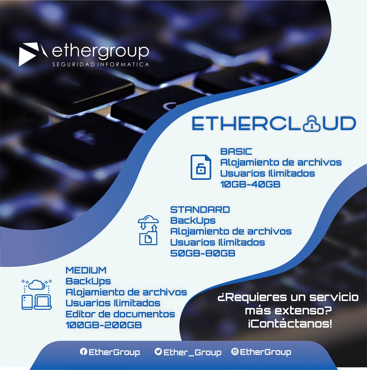 ether_group's tweet photo. Necesitas almacenamiento de ficheros en la nube con sincronización localmente, manejo centralizado de usuarios y accesos a los recursos, opción de respaldos, edición de documentos en línea y todo lo necesario para trabajar de forma remota y de forma segura.
contacto@ethergroup.mx https://t.co/g0RFIZTM9J