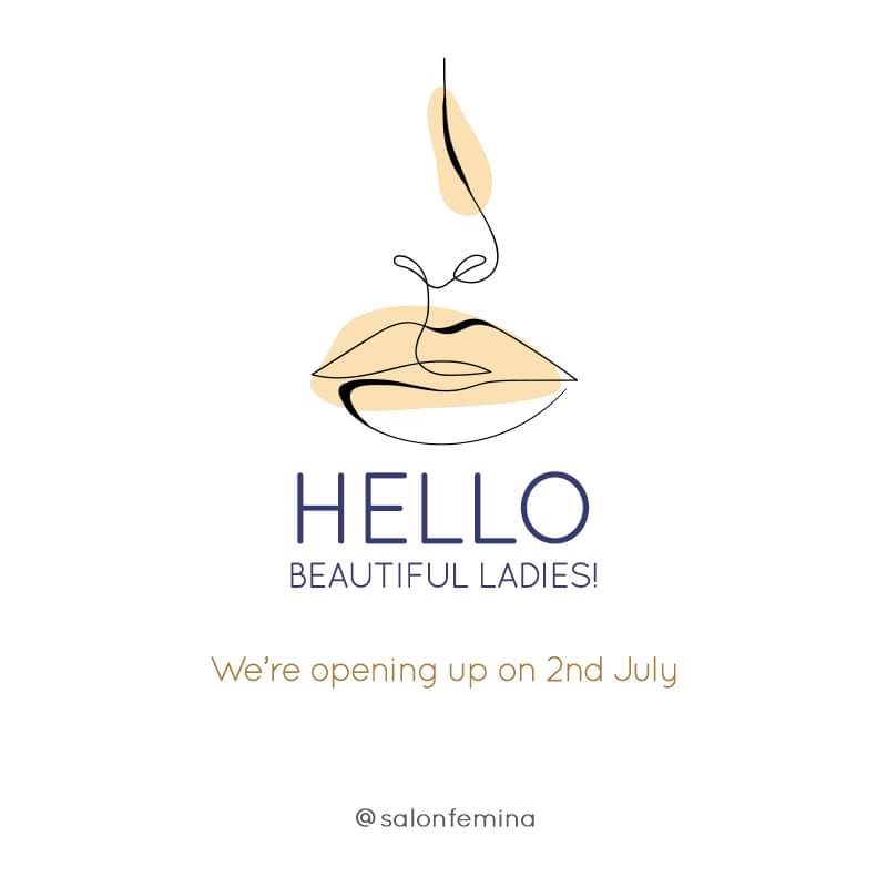 salonfemina's tweet photo. We will be opening on 2nd July with all the new-normal measures mandated by HPA & our usual hygiene practices for your safety.
Please remember to wear a mask when you visit us & at other times as well.
#SalonFemina #DefiningBeautyWithStyle #NewNormal #StaySafe #StayBeautiful https://t.co/yGSDG27ZF7