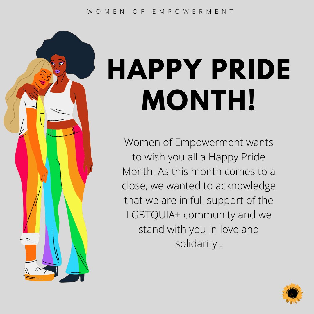 WOE wishes you a Happy Pride Month! We love and support you! Special shoutout to our members. ✨🌻🌈 #PRIDE2020