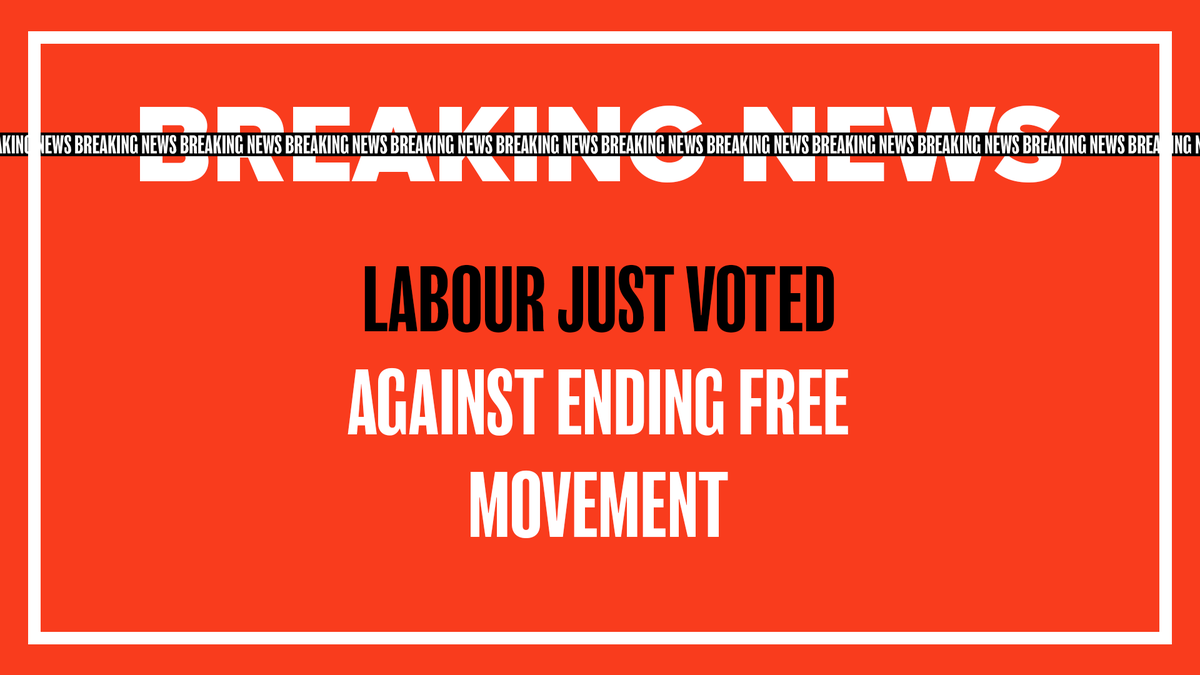 🚨 BREAKING: Labour just voted against ending free movement.

❌ This shows Keir Starmer cannot be trusted to deliver on the people’s priorities.

✅ Our Bill ends freedom of movement and paves the way for a fairer points-based immigration system.