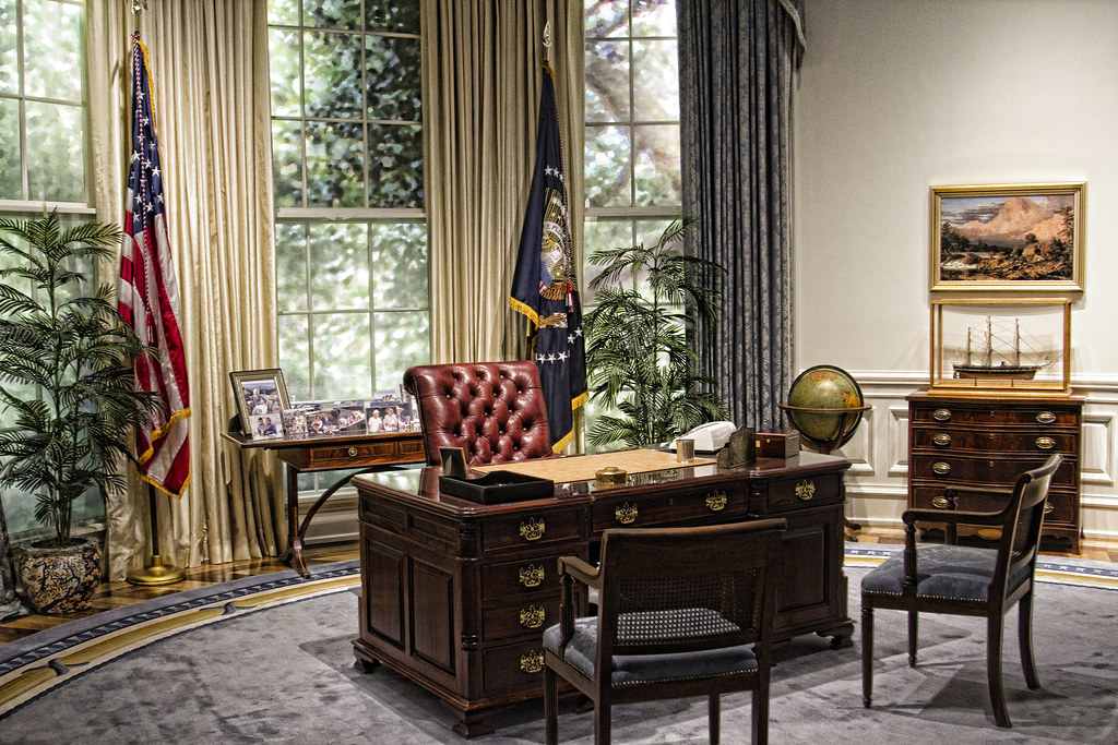 The Resolute Desk was sent to storage just five months into George H.W. Bush’s presidency.Buzz Adrin too