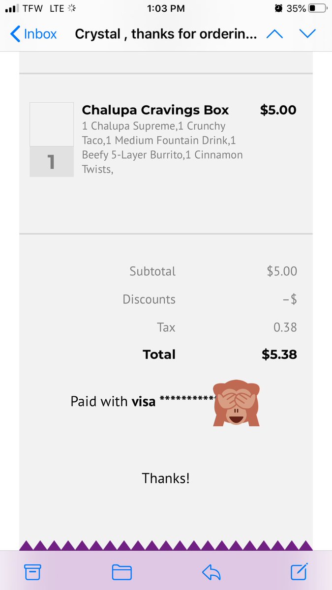Crystal78Brewer's tweet photo. @tacobellcare I have sent a DM.. the app FINALLY worked though I sure didn’t get anything free!! As a #tacobell addict I am highly disappointed! I never get the free tacos but thought I would get this deal to regain a little of my spending🙄 https://t.co/nRYJ0dajeM