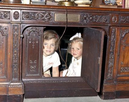 The Resolute desk was placed in the oval office for the 1st time in 1961, per the request of JFK. Jackie found the desk in the broadcasting room and moved it to the oval office during her White House restoration project. https://www.biography.com/news/jacqueline-kennedy-white-house-restoration