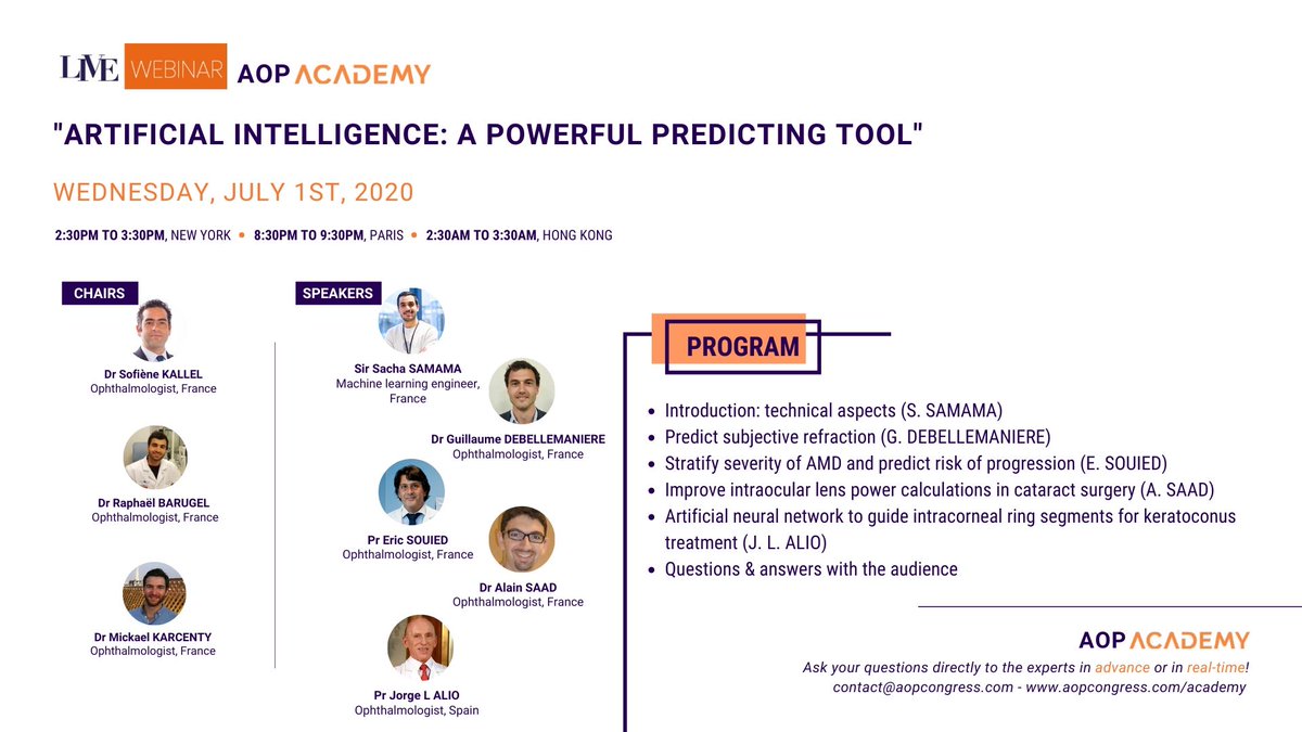 aopcongress's tweet photo. The live webinar on Artificial Intelligence is tomorrow at 8:30PM Paris time 👉https://t.co/NP81RrVko7
Don't miss the chance to listen to our experts and ask them live questions! https://t.co/VT4gTJHcRt