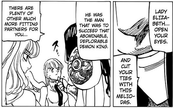 Encore d'autres foreshadowing sur EstarossaIl est décrit par Chandler comme une existence étrangeEt Ludociel qui souhaite trouver un homme à Elizabeth faisait en fait référence à sa promesse envers lui ...Meliodas qui mentionne Zeldris comme son seul frère