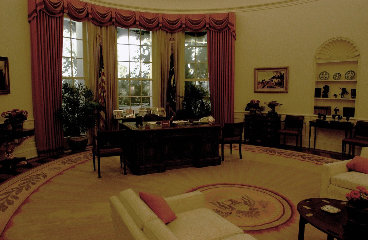 The desk was in the Oval Office for Ronald Reagan https://hubpages.com/politics/bush-oval-office-decor