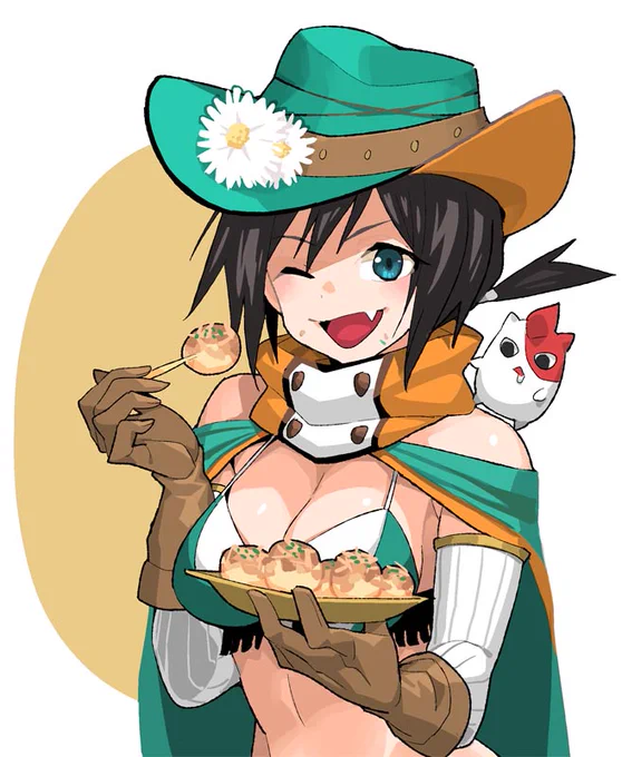 お題箱よりリクエスト。「ドロシィ(ワンダーランドウォーズ)」を描きました。大阪弁だったのでたこ焼き喰わせました。 #ワンダーランドウォーズ 