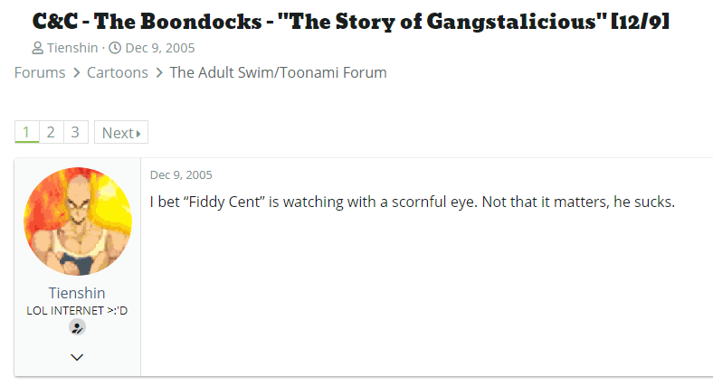  #TheBoondocks wow, you really showed it to him  https://animesuperhero.com/forums/threads/c-c-the-boondocks-the-story-of-gangstalicious-12-9.4029521/
