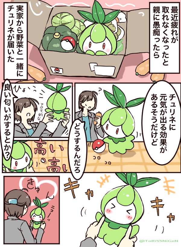 #ポケモンと生活
やんちゃなチュリネと歳を感じている社会人 