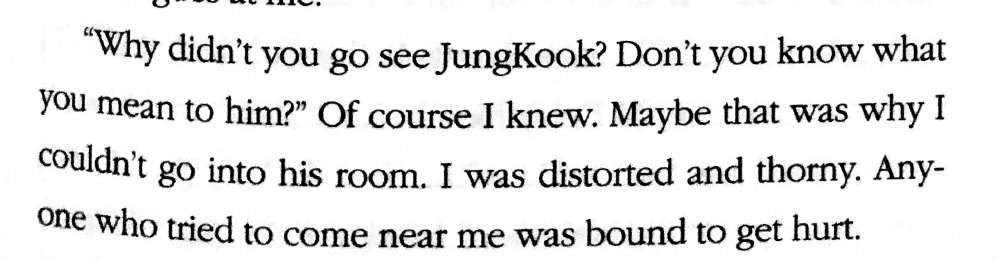 a lot of hardships but he's destroying himself only because of JK. I'm sorry for repeating myself but it's all about repetition in this theory  It's not several ideas but the same one repeated over and over, JK must not come close but what is "close" if other friends are safe?
