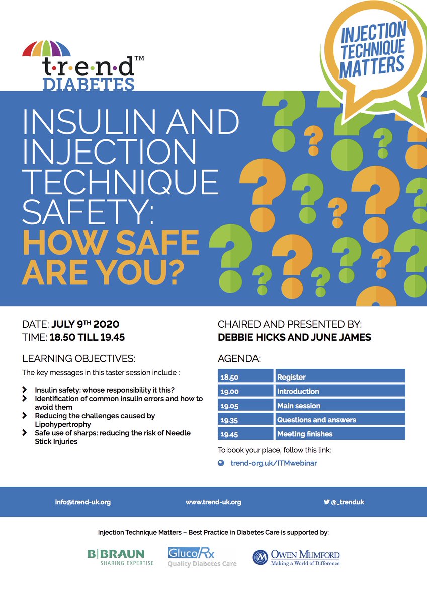 TrendDiabetes's tweet photo. 💻 There's still time to register for our free webinar during #InsulinSafetyWeek2020

Insulin and injection technique safety: how safe are you?

On July 9 18:50pm - 19:45pm

🔗 Register here: https://t.co/WQTu0mfiHg

FOR HEALTHCARE PROFESSIONALS ONLY https://t.co/tYWPTAdhhb