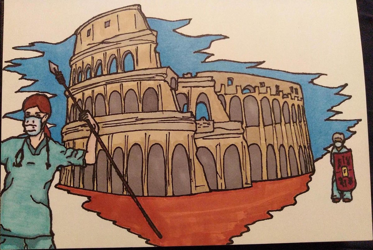 kentiquity's tweet photo. #COVID19 &amp; #Classics. Ancient #Rome &amp; the #NHS. This will change how you think about #Gladiator forever. It’s one of the prize-winning entries to our 21st-century Classicist competition. Thanks to our gifted student Martha Carter for letting us share it. #ClassicsNow #Kentiquity https://t.co/J8J4Xu0esq