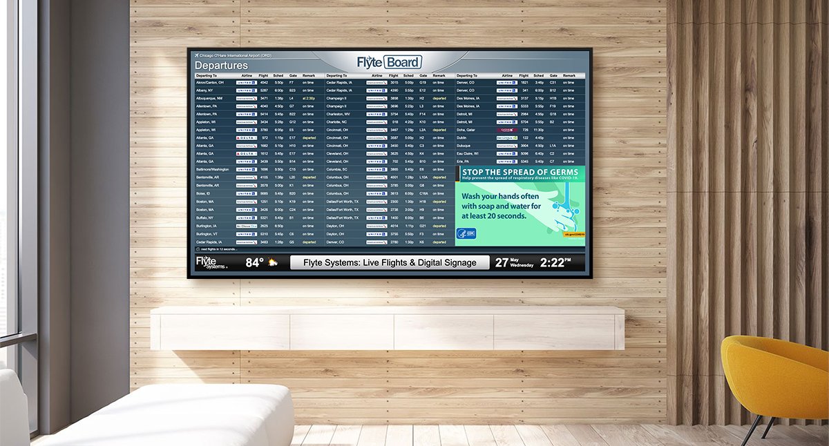 FlyteBoard with COVID-19 Health &amp; Safety Information is available. Provide live flight updates while keeping your guests informed and safe. Learn more at: flytesystems.com/flyte-board/

#hotels #hotel #hoteles