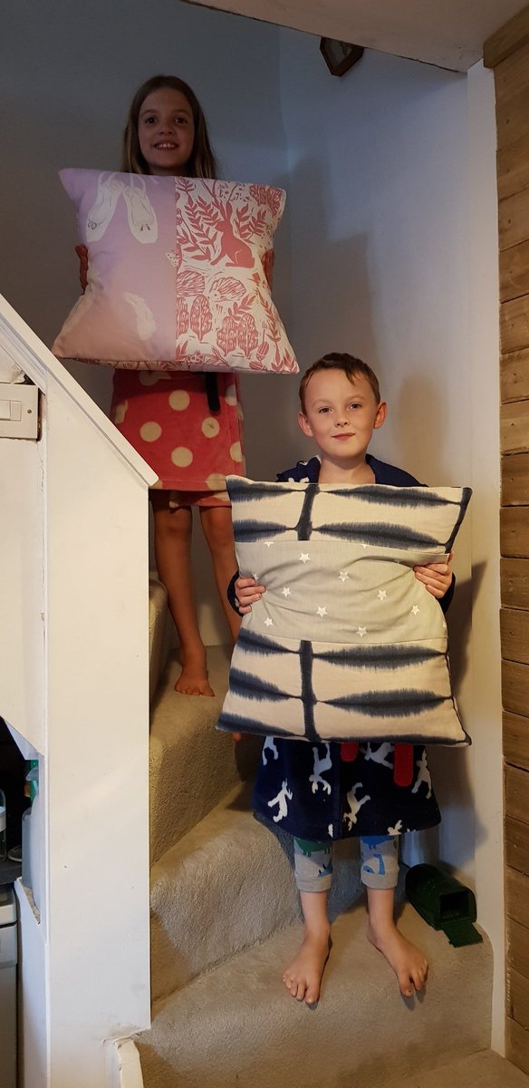 echoholistics's tweet image. Crafty kids and their finished cushions, learn to sew ✔ @wps_pink