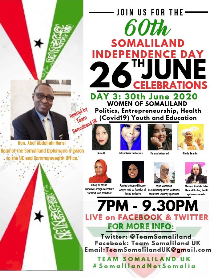 Reachupyouth#bigbrother&sisterhood (@reachupyouth) on Twitter photo The last celebration this evening for Somaliland hosted by the fabulous <a href="/Allies_Network/">Allies Network</a> Nura Ali and wonderful guests. VIP Hon.Abdi Abdillahi Hersi-head of Somaliland Diplomatic mission in UK. Women of Sland. Politics, health Covid 19 and more. Please tune in live tonight The last celebration this evening for Somaliland hosted by the fabulous <a href="/Allies_Network/">Allies Network</a> Nura Ali and wonderful guests. VIP Hon.Abdi Abdillahi Hersi-head of Somaliland Diplomatic mission in UK. Women of Sland. Politics, health Covid 19 and more. Please tune in live tonight